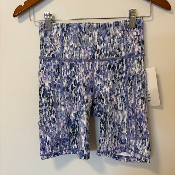 Athleta Ultimate Stash Pocket 7” Short Shorts NWT Size XS Blue Purple Green - Picture 2 of 12